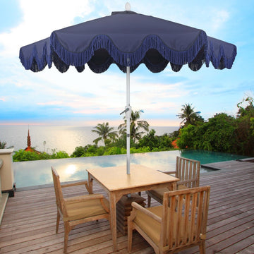 Collins 9 ft. Classic Cottage Tassel Market Patio Umbrella